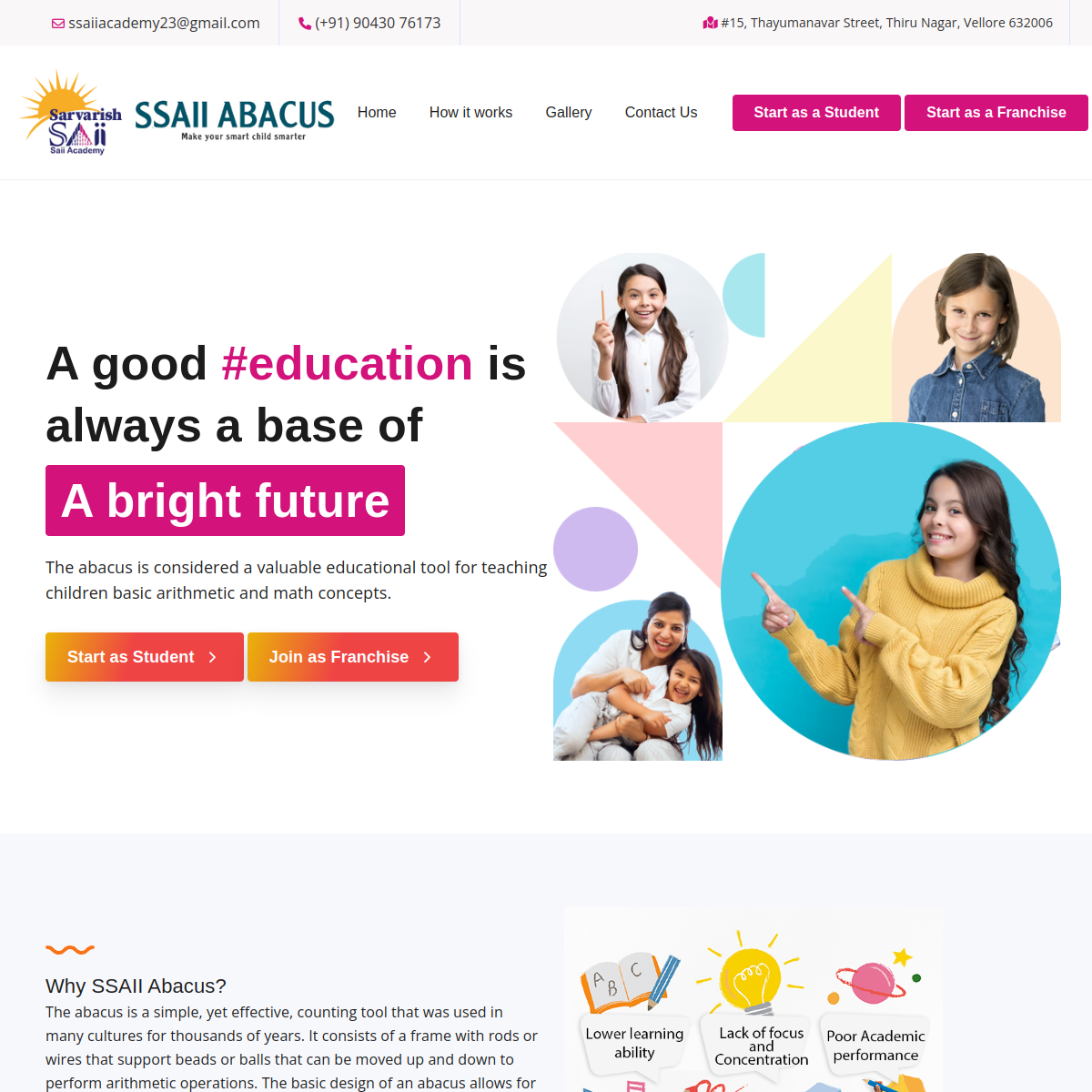 Sarvarish Saii Academy website homepage preview