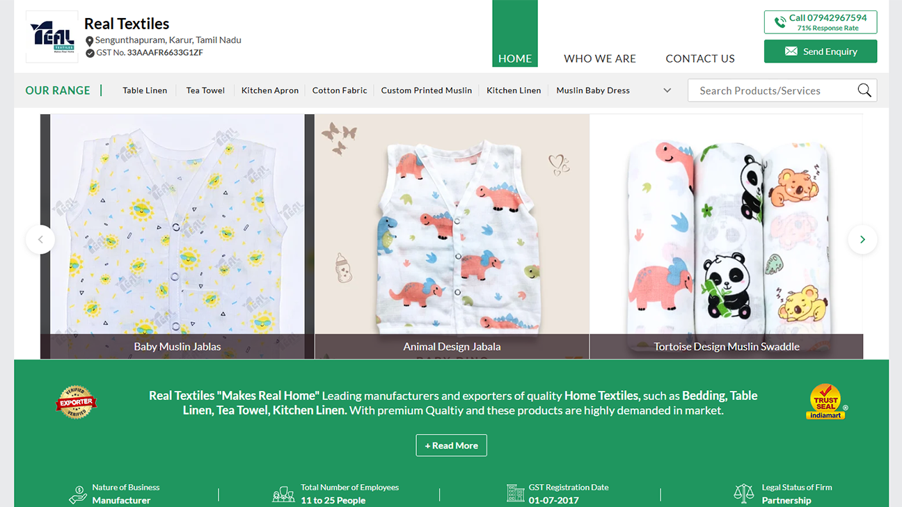 Real Textiles Website Development